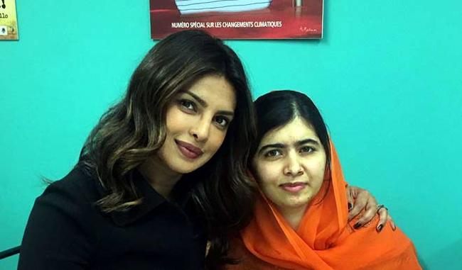 मलाला यूसुफजई से अभिनेत्री प्रियंका चोपड़ा ने की मुलाकात