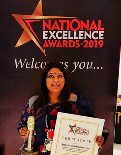  Anusha Srinivasan Iyer bestowed 2019 National Excellence Award