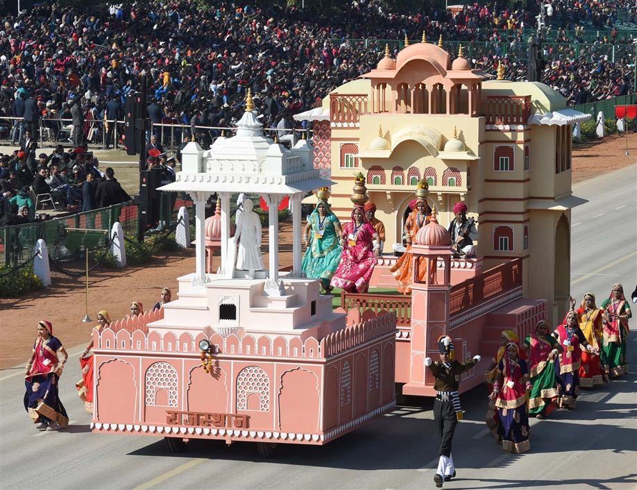  गणतंत्र दिवस परेड-2020-फूल ड्रेस रिहर्सल में राजस्थान की झांकी ने दर्शकों का मन मोहा