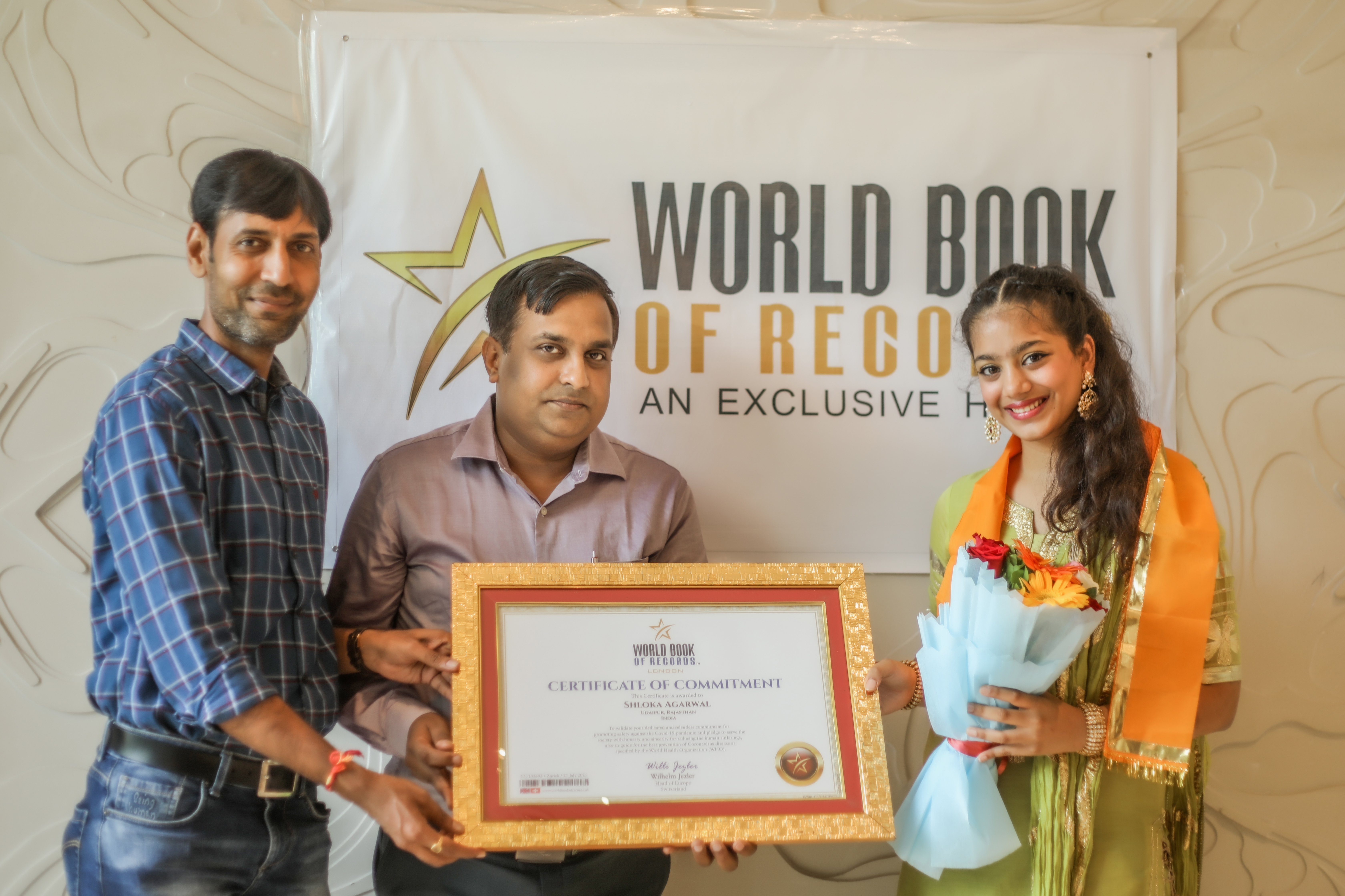 Aman and Shloka awarded with Certificate of Commitment by World Book of Records London