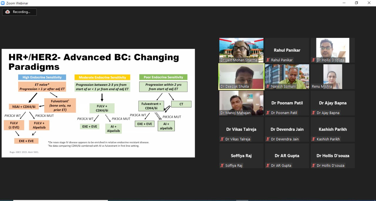 रिसेन्ट अपडेट इन ब्रेस्ट्र कैन्सर ” बिषय पर ऑनलाइन वर्कशॉप आयोजित