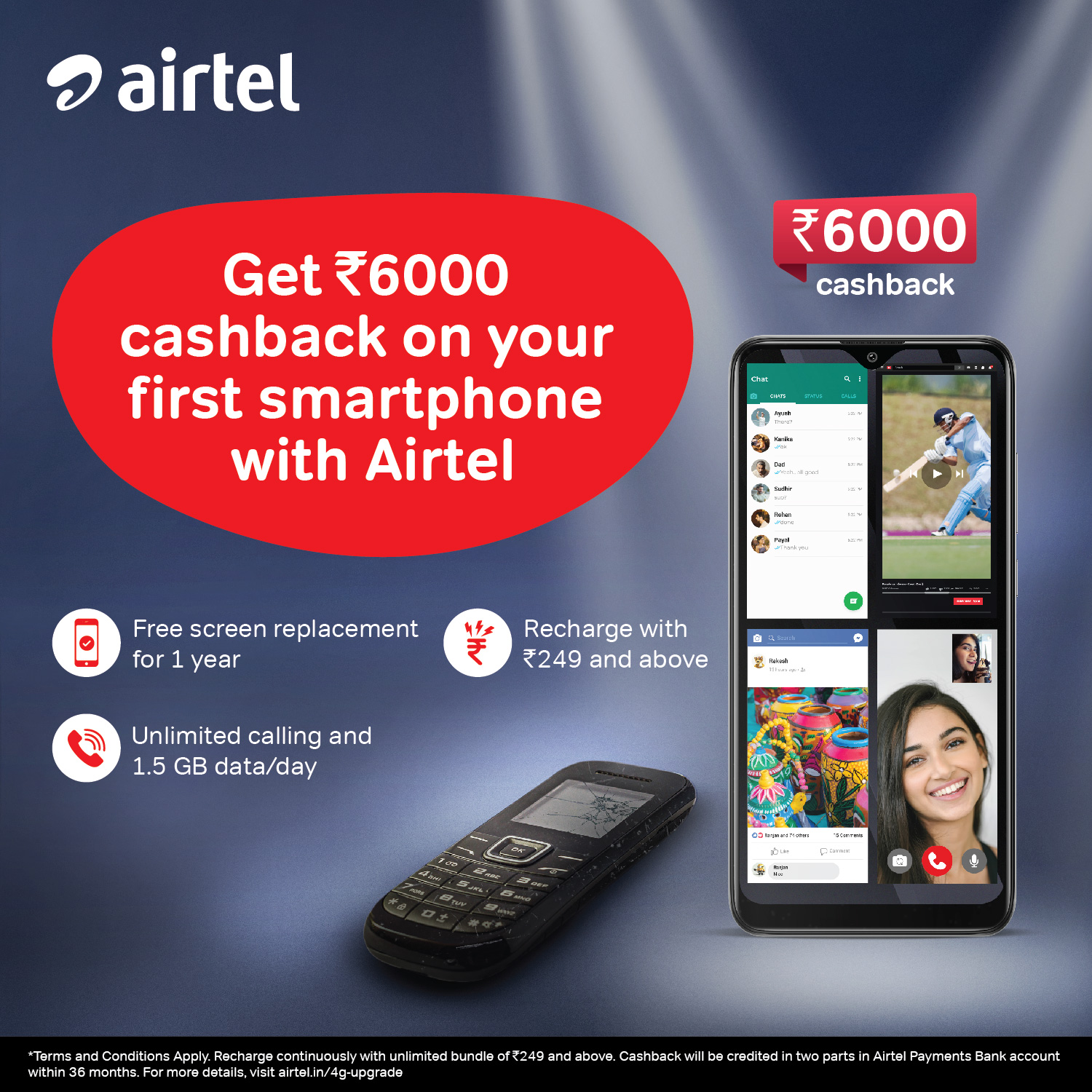 Airtel announces Rs 6000 cashback on purchase of smartphones from leading brands