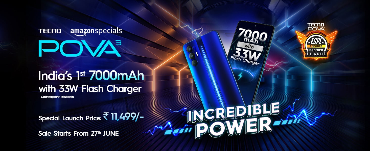 TECNO is all-set to disrupt smartphone market yet again; launches POVA 3 with India’s first 7000mAh battery and 33W fast charger