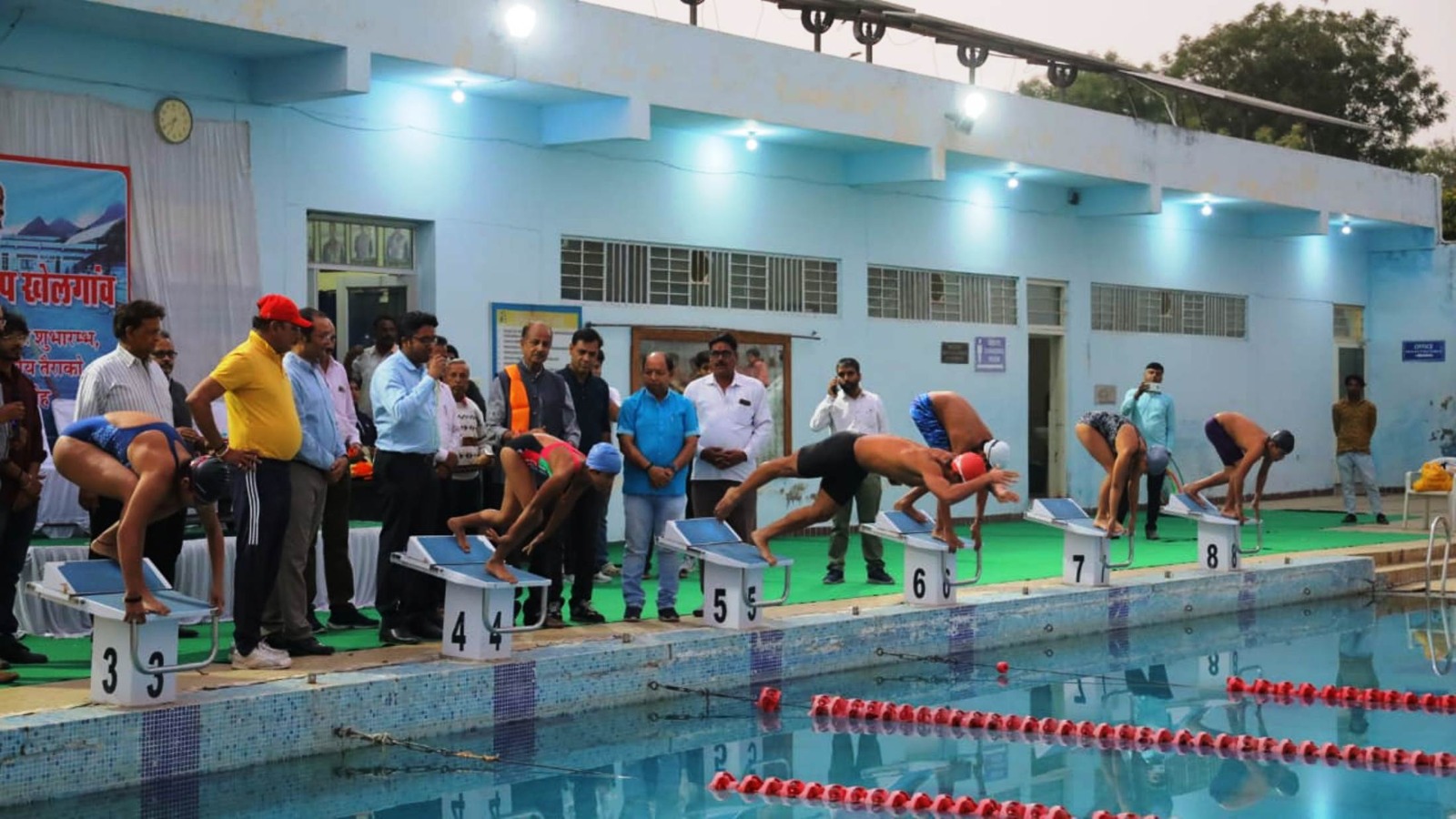 C.E.O. and A.D.M. inaugurated the new season of the Khelgaon swimming pool