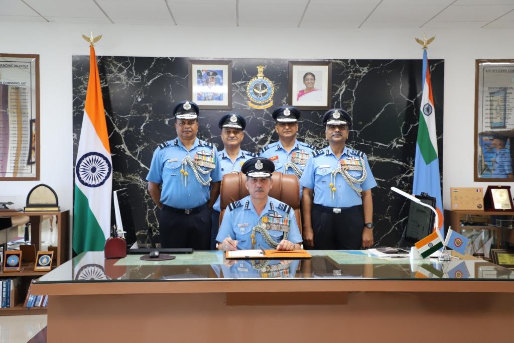 AIR MARSHAL NARMDESHWAR TIWARI AVSM VM ASSUMES THE COMMAND  AS AIR OFFICER COMMANDING-IN-CHIEF SOUTH WESTERN AIR COMMAND