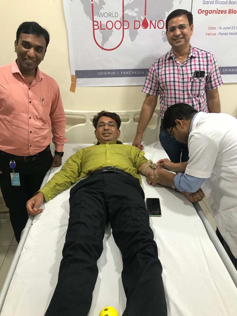 पारस हेल्थ उदयपुर ने वर्ल्ड ब्लड डोनेशन डे के उपलक्ष्य में 100 यूनिट ब्लड का एकत्रीकरण 