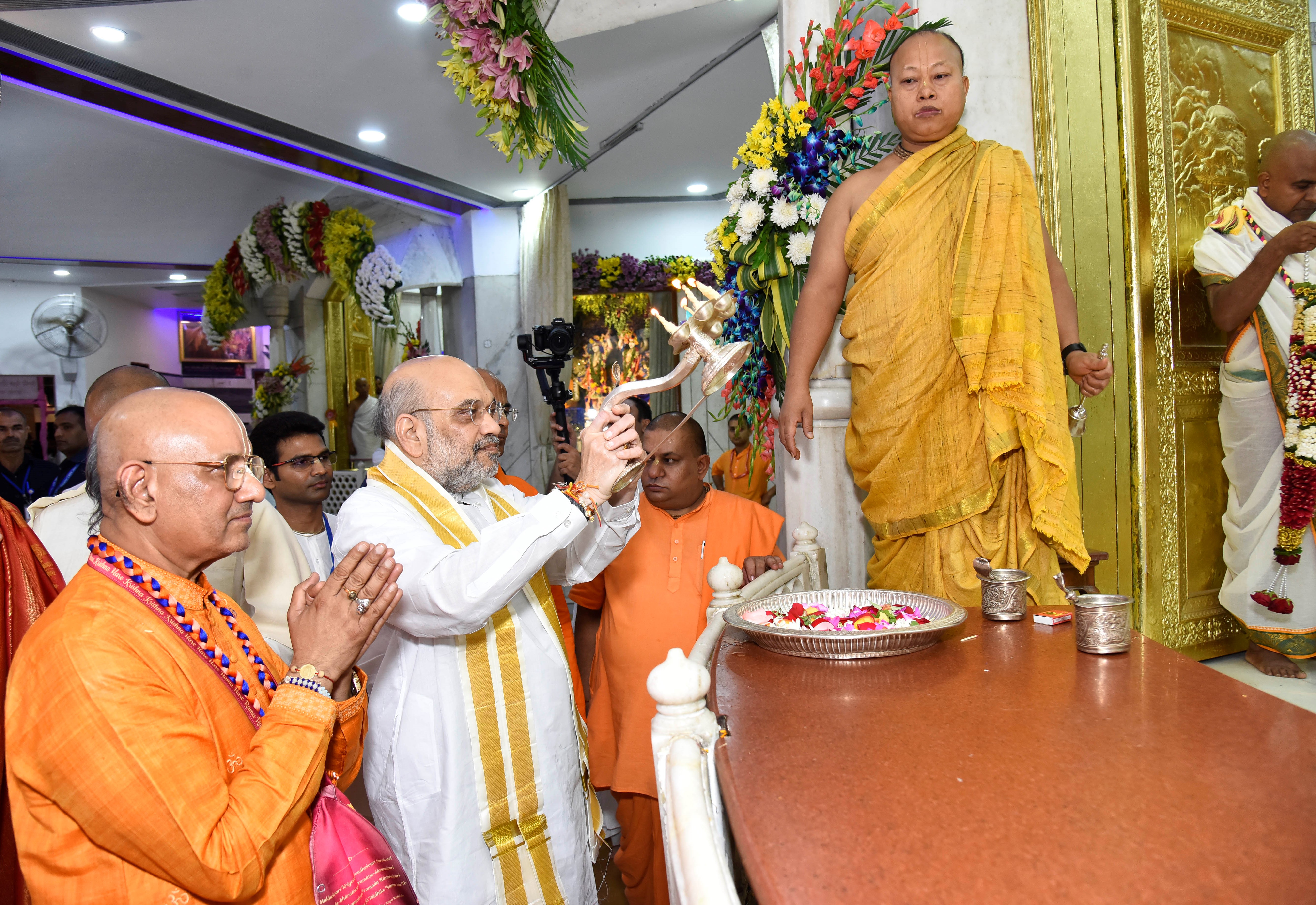 Amit Shah, visited the ISKCON Temple in East of Kailash, Delhi. 
