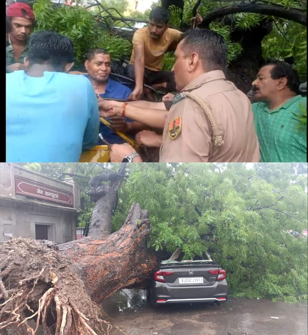 #### Inspector Saves Auto Driver Trapped Under Fallen Neem Tree in Kota