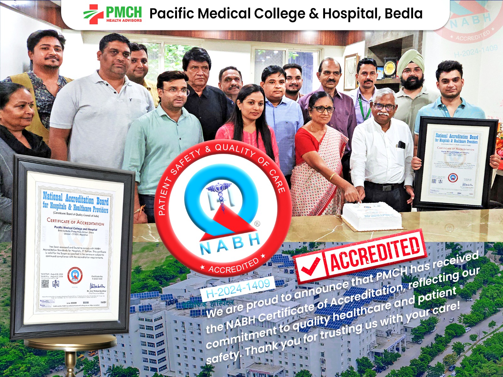 PMCH को मिली एनएबीएच से 5वें संस्करण की मान्यता