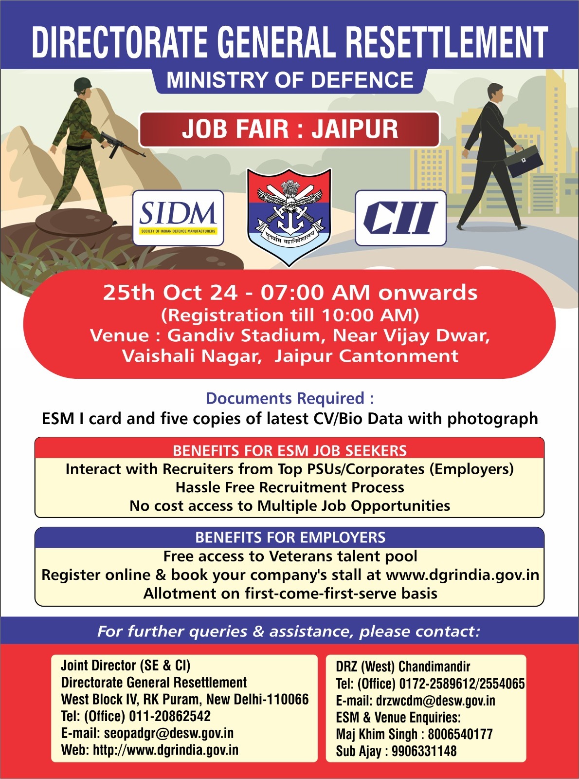 DG Resettlement Visits Job Fair at Jaipur on 25 October 2024
