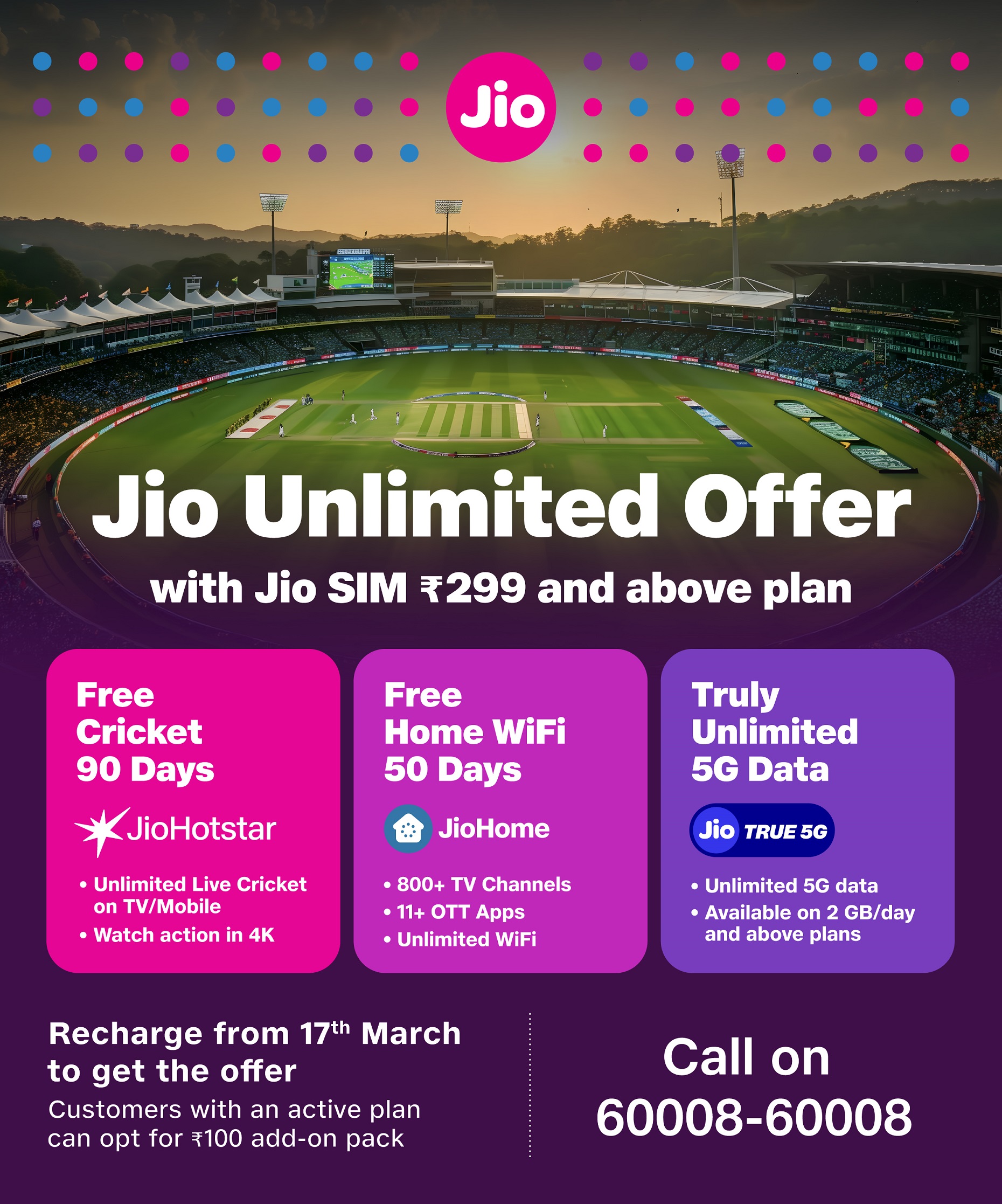 Jio Announces Unlimited Offer For The Upcoming Cricket Season