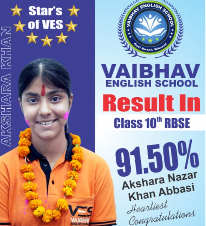 Akshara Nazar Abbasi Creates History with 91.50% in RBSE 10th Exams
