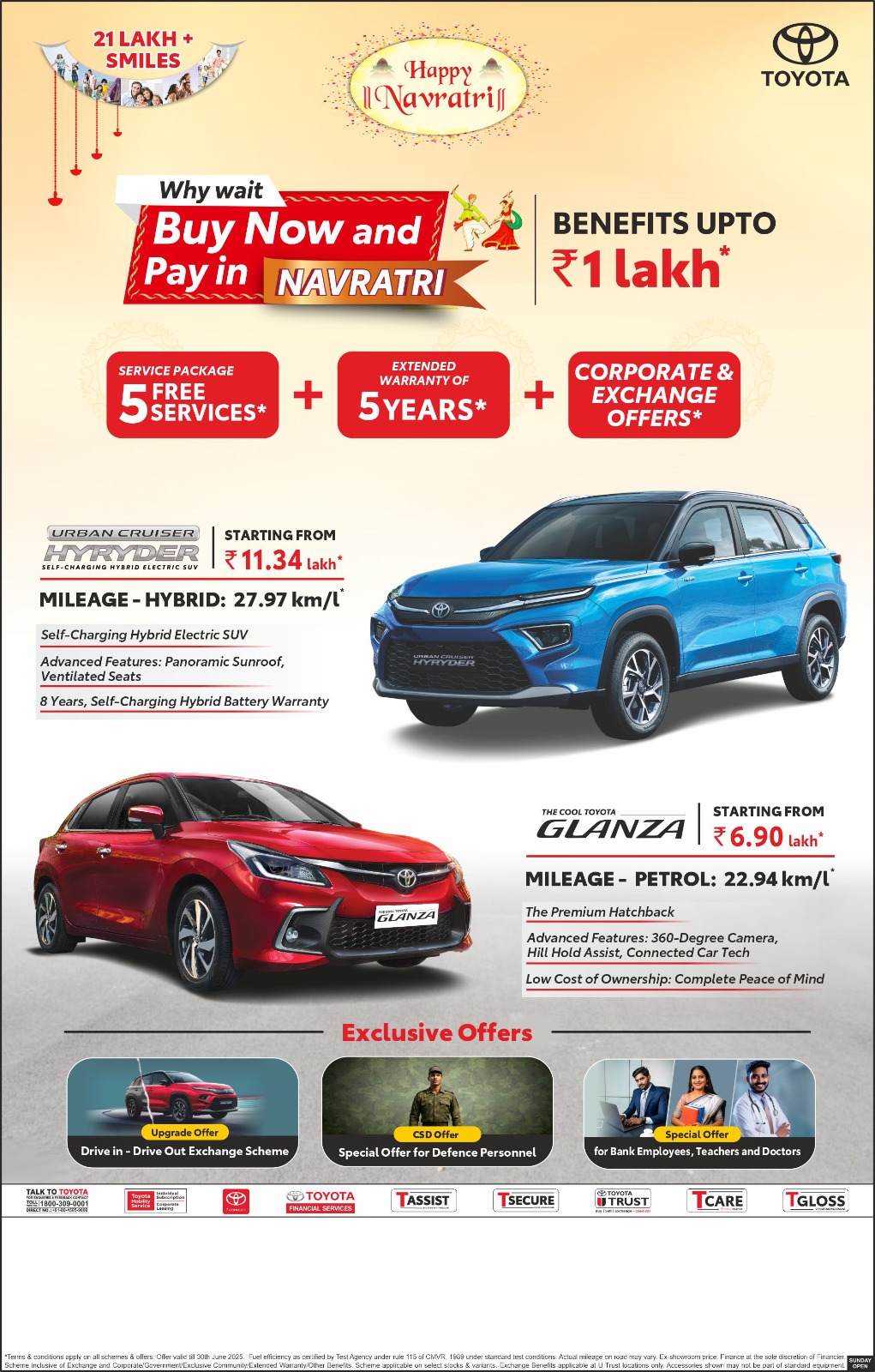 Toyota Kirloskar Motor Announces Special Early-Festive Offer Packed with Exciting Customer Benefits