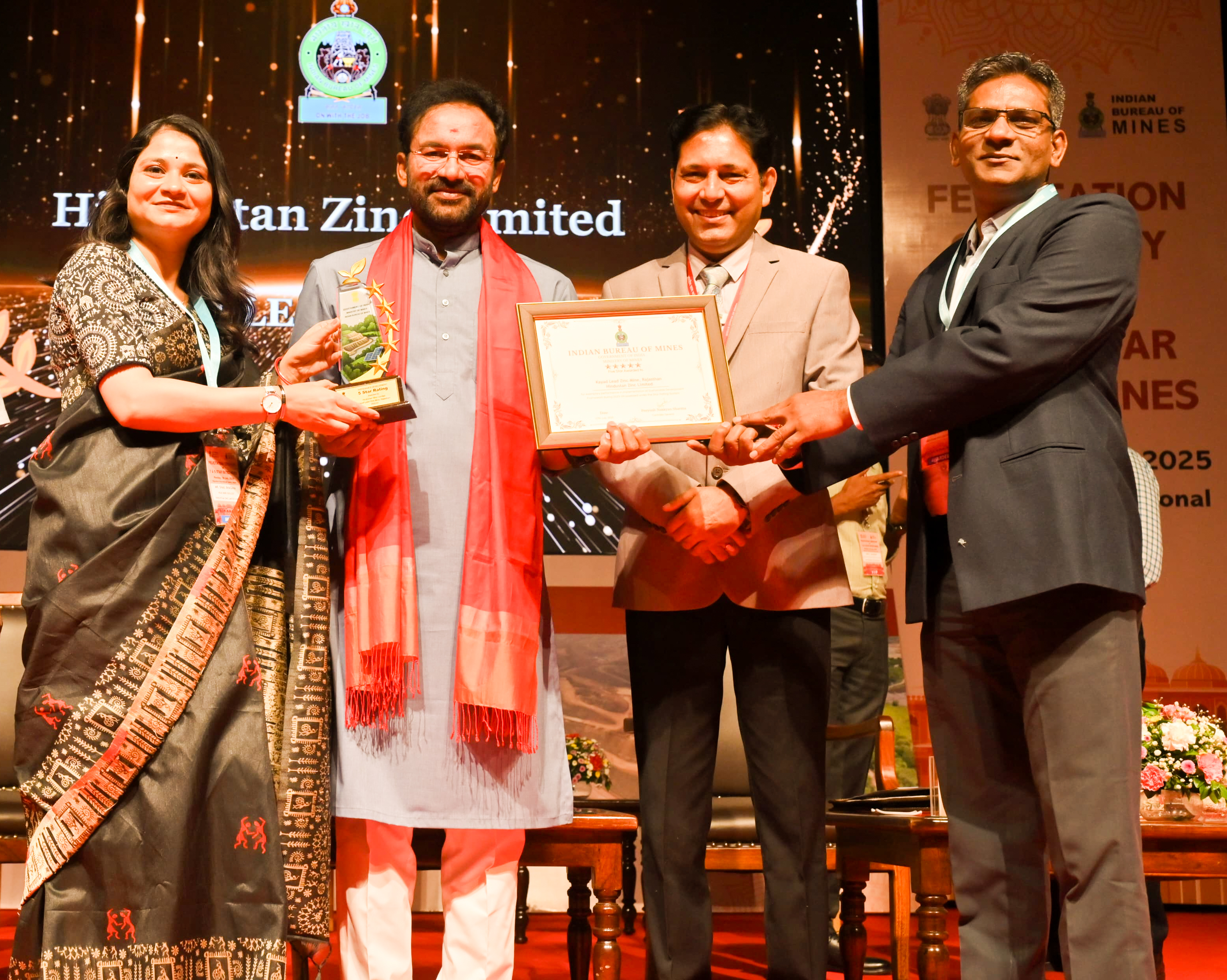 हिन्दुस्तान जिं़क को सस्टेनेबल माइनिंग के लिए इण्डियन ब्यूरों आॅफ माइंस से 5-स्टार रेटिंग
