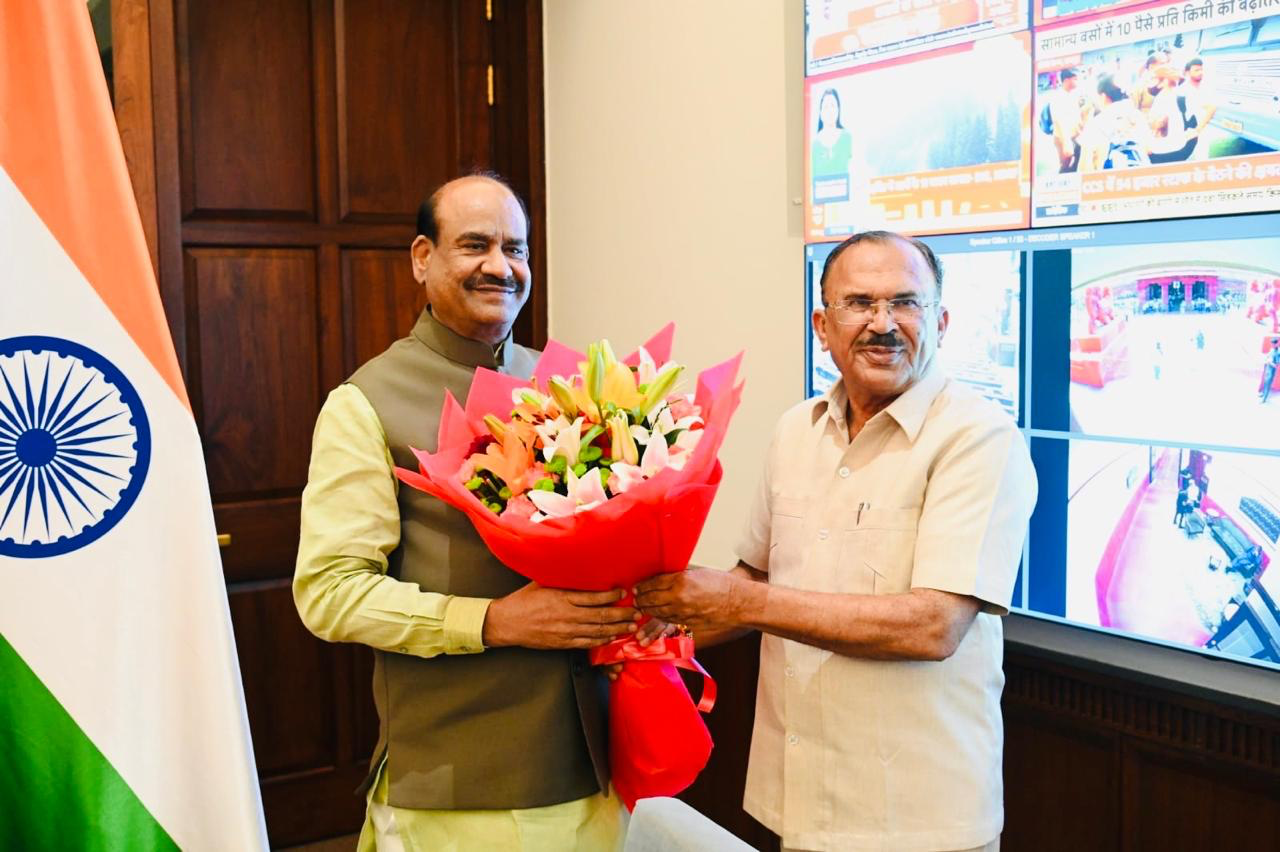 Mr. Devnani's courtesy call on Lok Sabha Speaker Mr. Om Birla