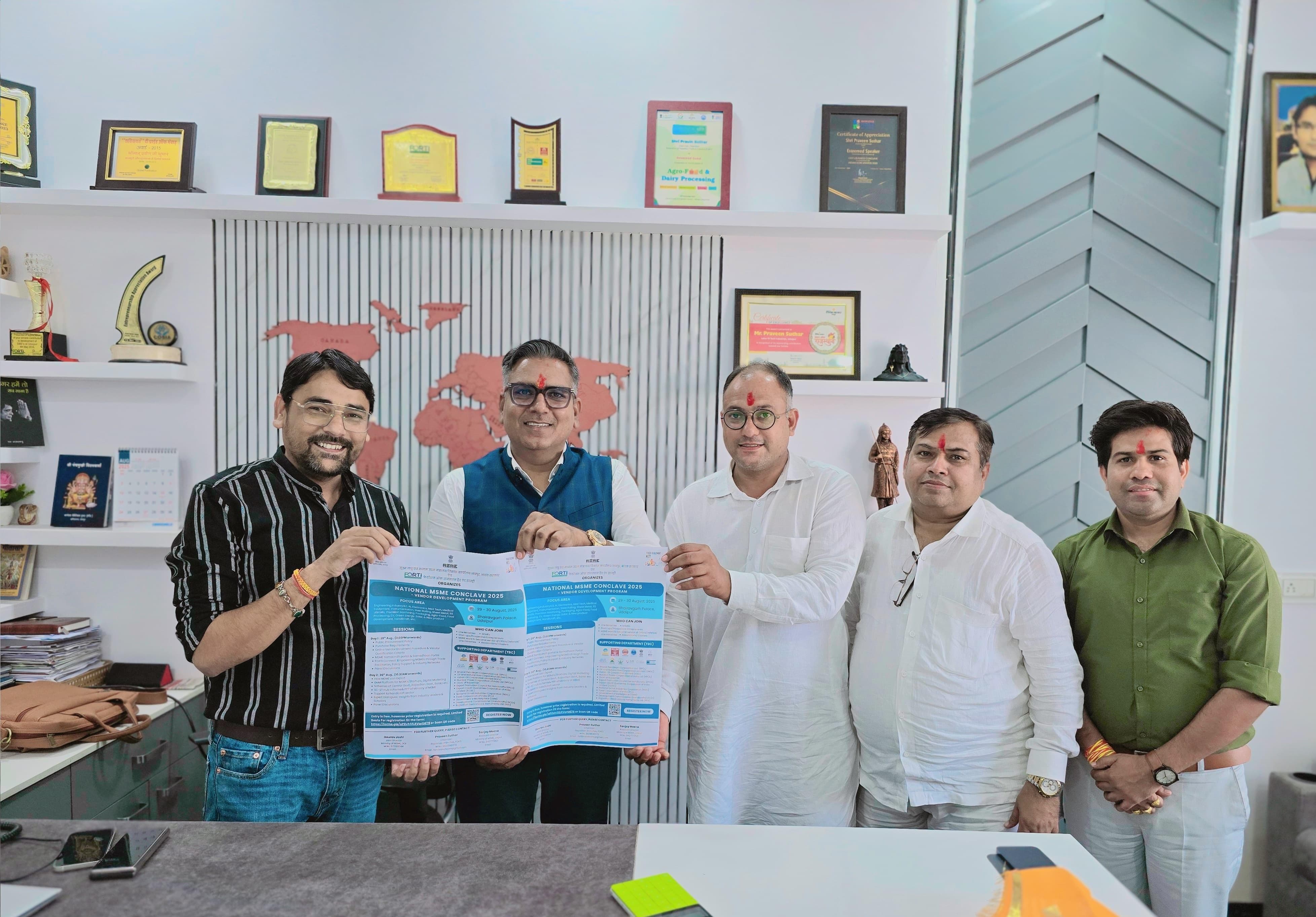Dharam Kulariya Felicitated in Udaipur, Poster of National MSME Conclave 2025 Unveiled
