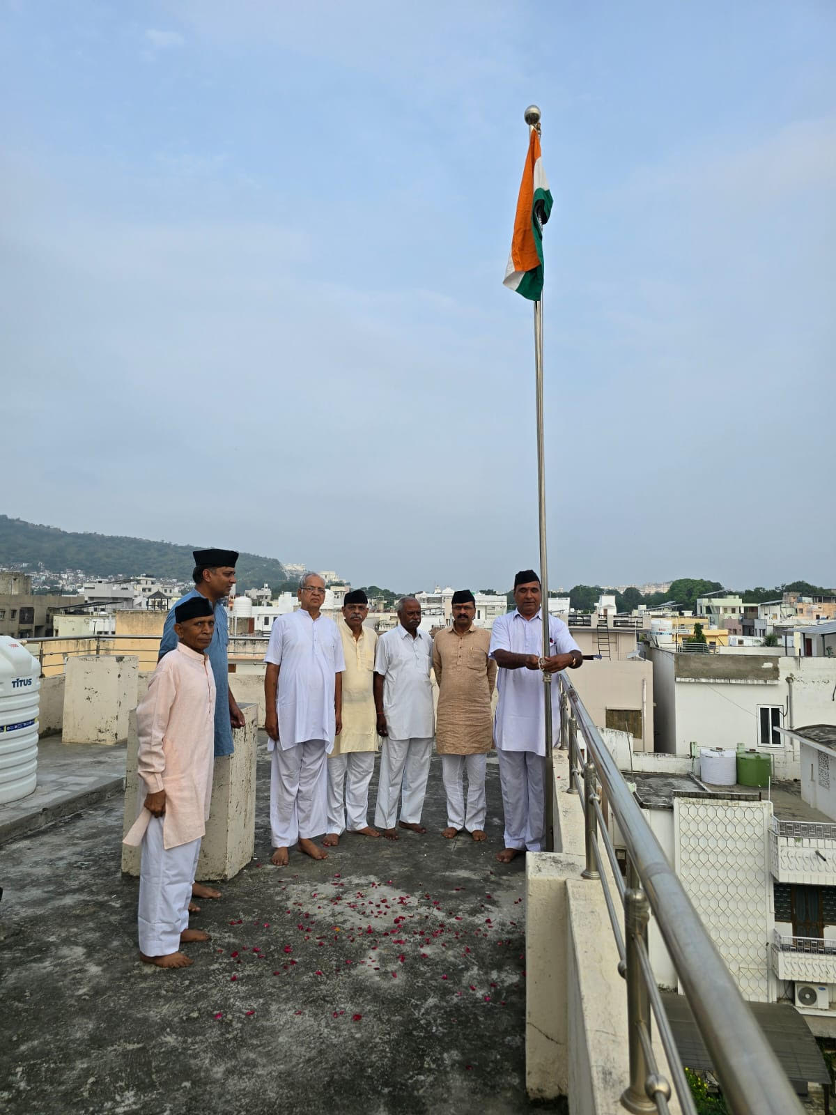 Flag Hoisting Ceremony Held at Keshav Nikunj Sangh Office