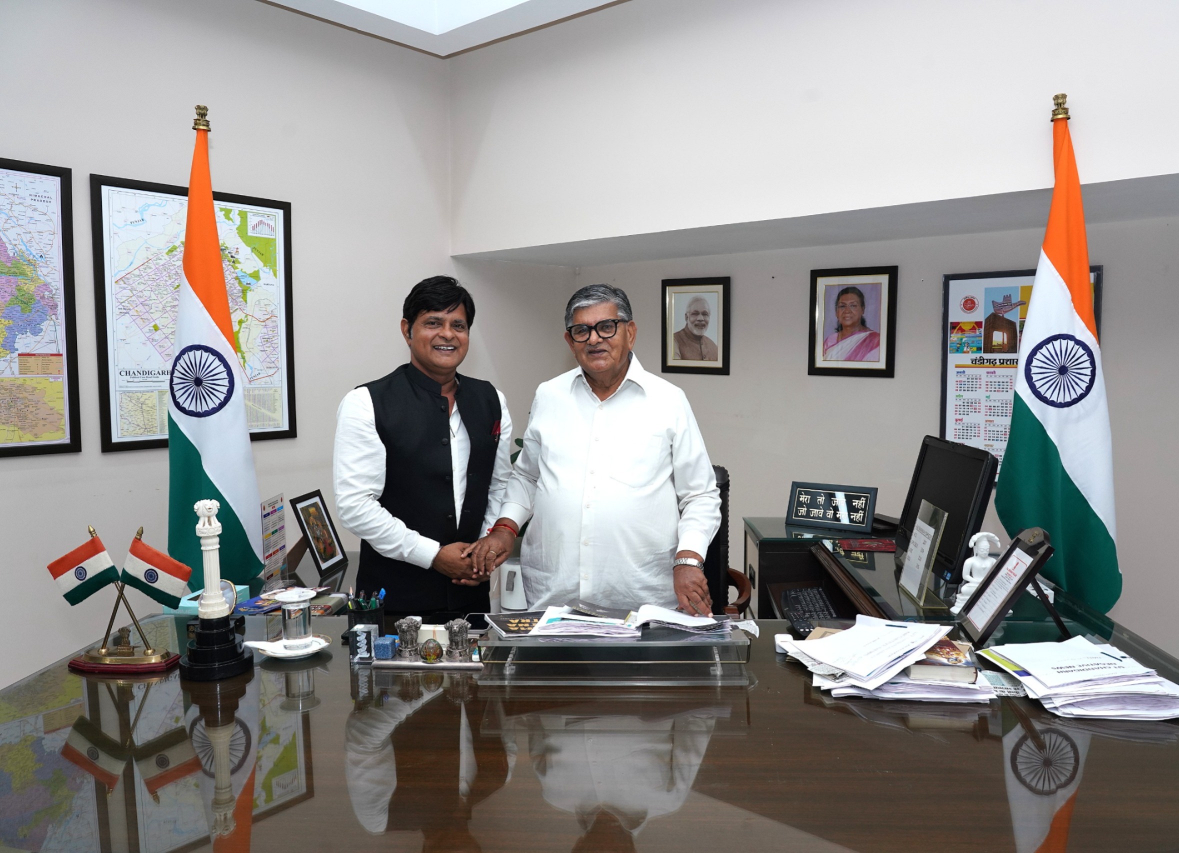 Poet Ajat Shatru Presents New Poetry Collection to Governor Kataria