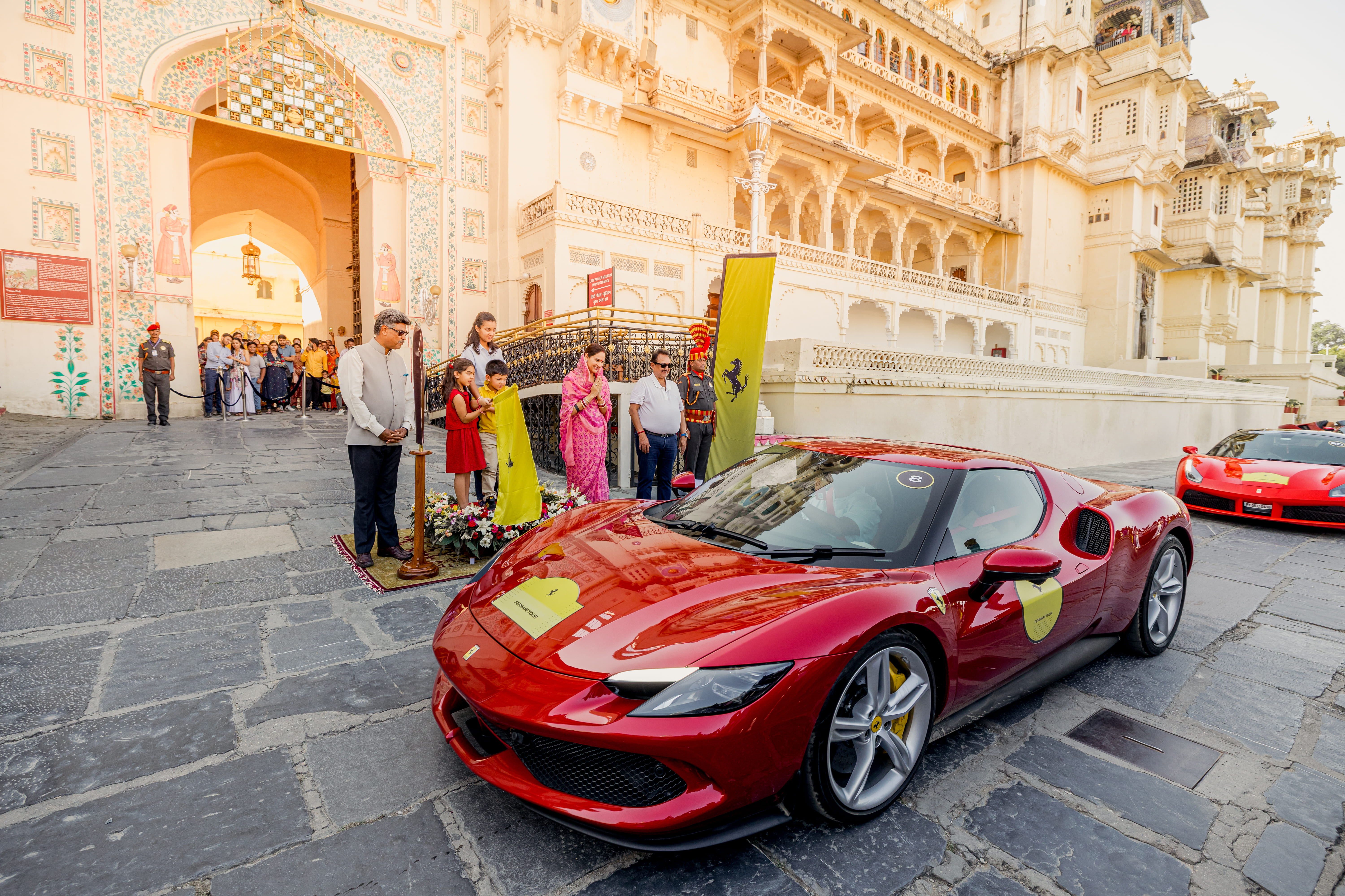 Haritraj Singh Mewar Flags Off Ferrari Convoy at City Palace, Udaipur