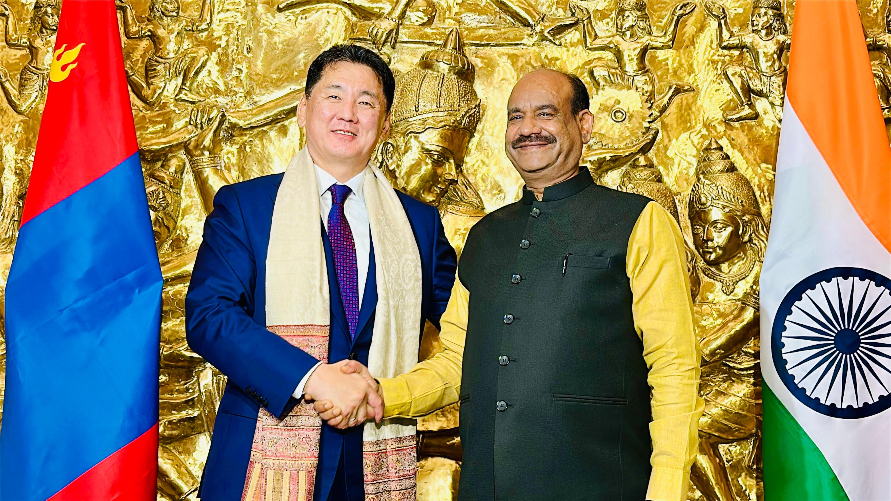 Lok Sabha Speaker Om Birla Welcomes President of Mongolia at Parliament House