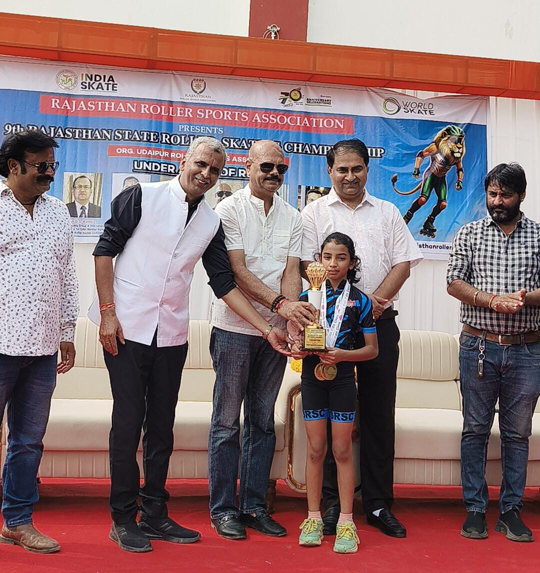 Maharana Mewar Public School’s Devyani Ranawat Wins Three Gold Medals at State Roller Skating Championship Maharana Mewar Public School’s Devyani Ranawat Wins Three Gold Medals at State Roller Skating Championship
